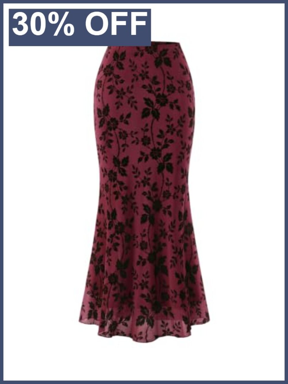 Floral Mermaid Maxi Skirt High Waisted Mesh Pencil Skirt Womens